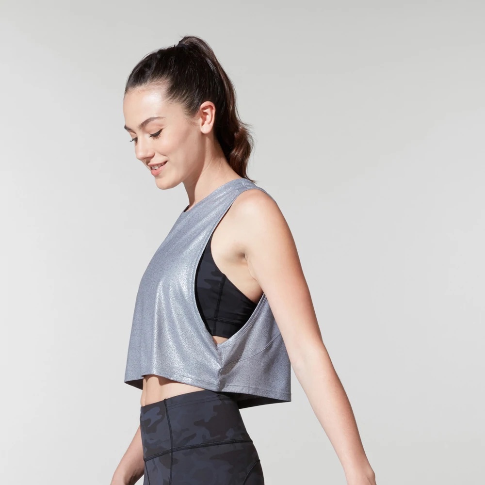 Barrys X Lululemon Foil Muscle Love Crop Top Sz 6